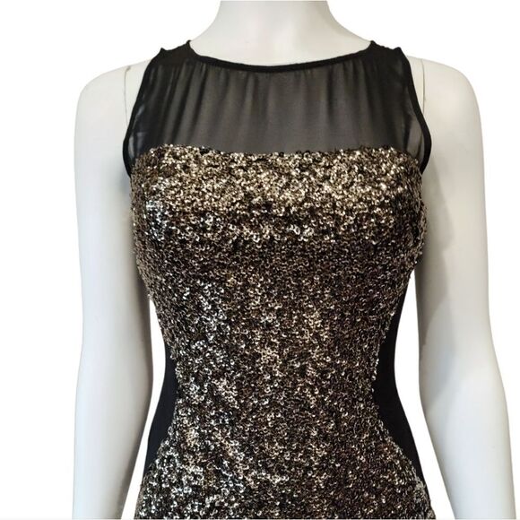 Aidan Mattox Black With Good Sequin Illusion Dress - Picture 10 of 17